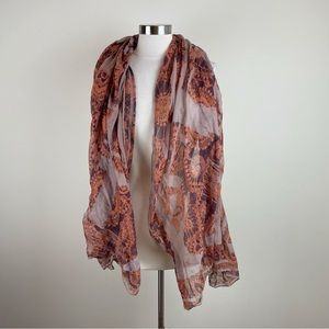 Carpisa Orange Purple Bohemian Geometric Scarf Wrap Women
